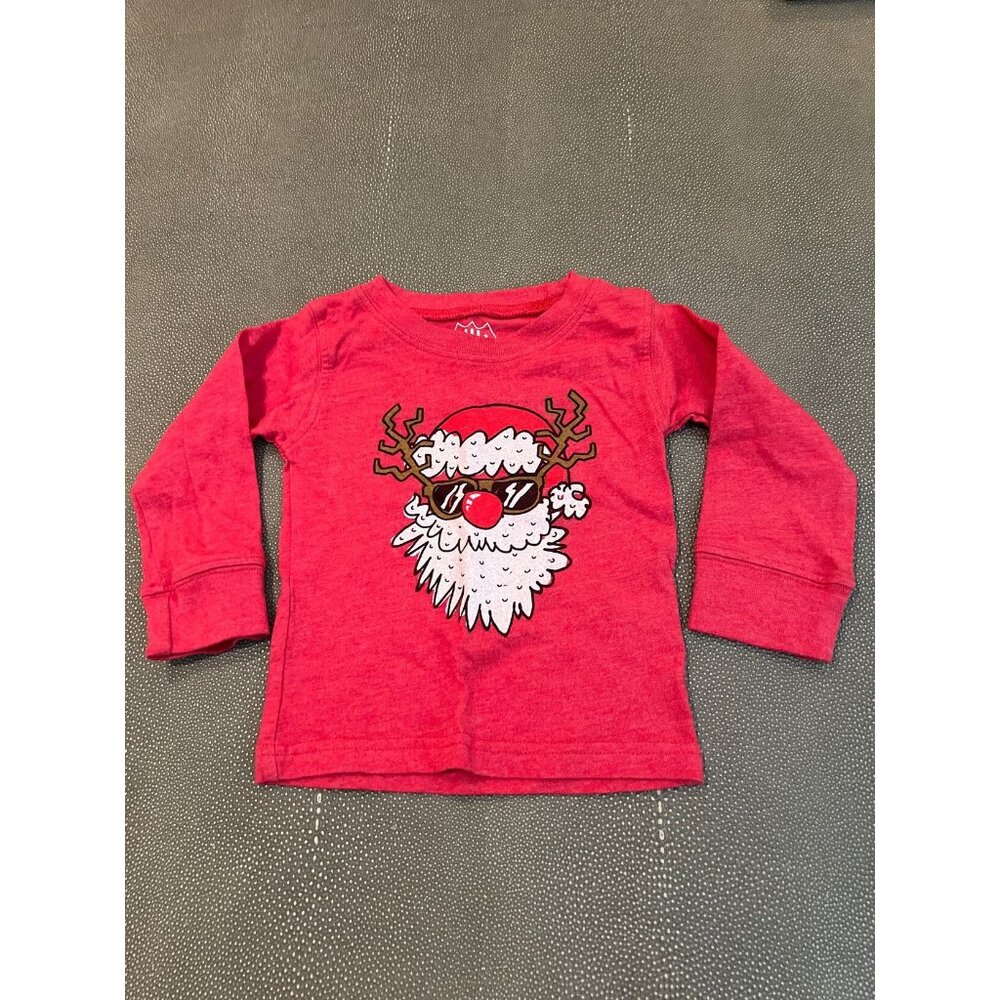 Wes &amp; Willy Santa With Sunglasses Long Sleeve Tee 6M EUC